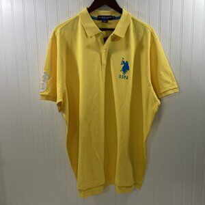 US Polo Assn Mens XXL Yellow Collared Polo Shirt 100% Cotton Short Sleeves New